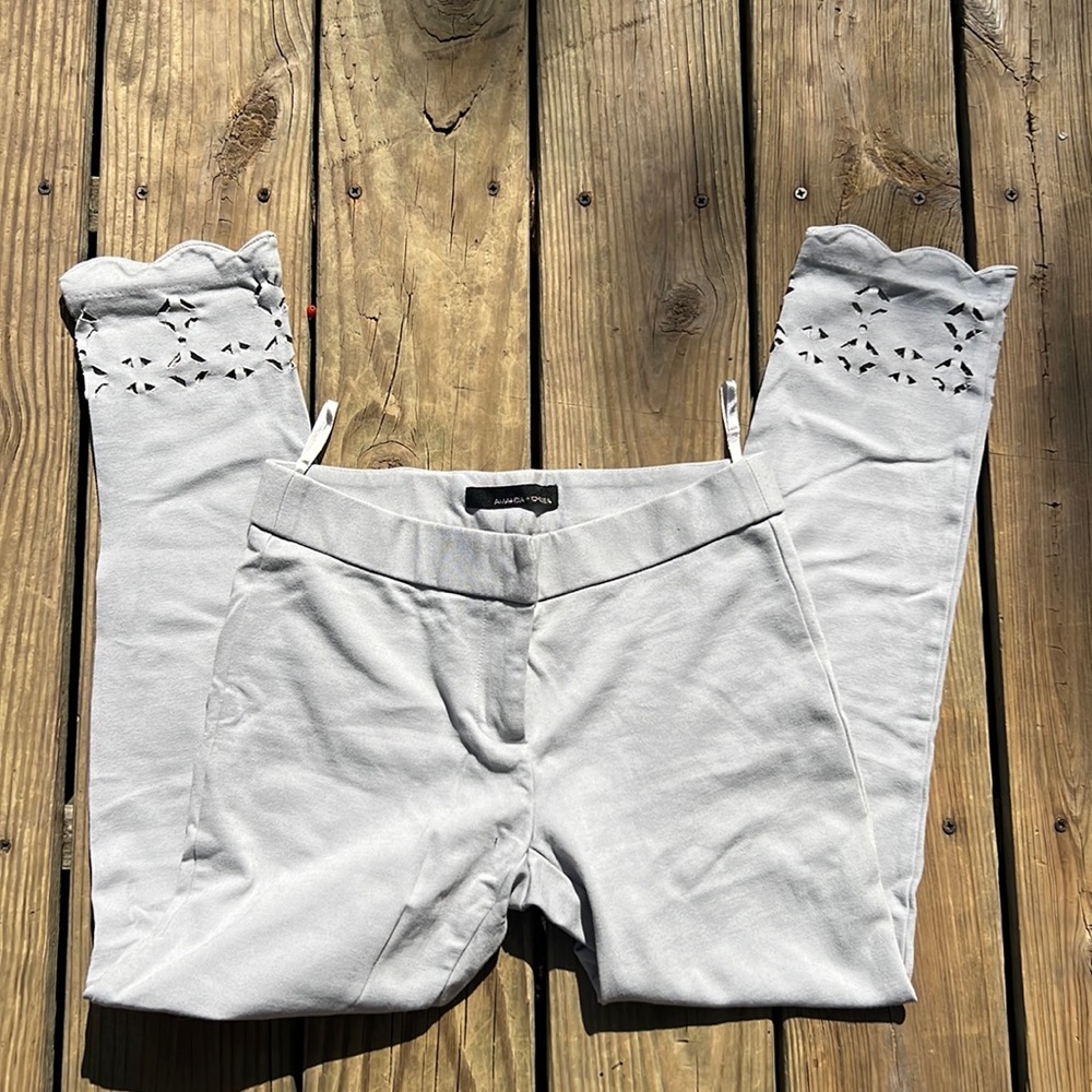 Gray scalloped capris